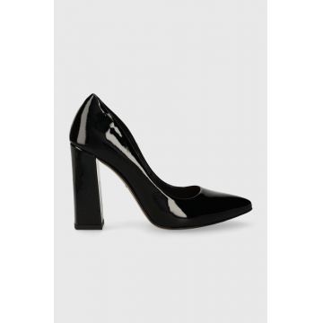 Wojas pantofi de piele culoarea negru, cu toc drept, 3503931