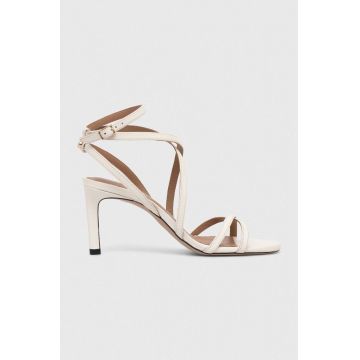 BOSS sandale de piele Janet culoarea alb, 50512942