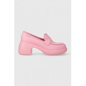 Camper pantofi de piele Thelma culoarea roz, cu toc drept, K201292.018