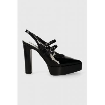 Karl Lagerfeld pantofi de piele SOIREE PLATFORM culoarea negru, cu toc drept, cu toc deschis, KL93114