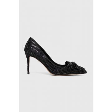 Kurt Geiger London pantofi cu toc Belgravia 85 Crystal Bow Drc culoarea negru, 1288500759