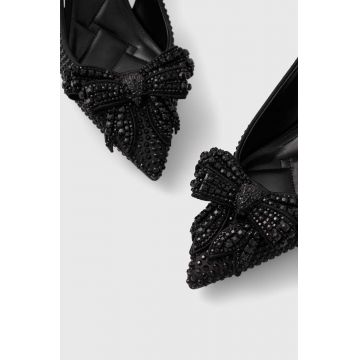 Kurt Geiger London pantofi cu toc Belgravia Bow Crystal Sli culoarea negru, 1288700759