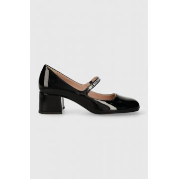 Love Moschino pantofi de piele culoarea negru, cu toc drept, JA10245G1IIH0000