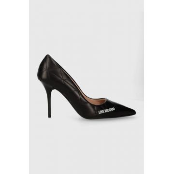 Love Moschino stilettos de piele culoarea negru, JA10369G1IIE0000