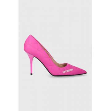 Love Moschino stilettos de piele culoarea roz, JA10369G1IIE0604