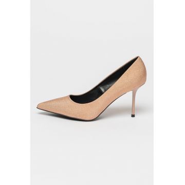 Pantofi cu toc stiletto si aspect lucios Cindy