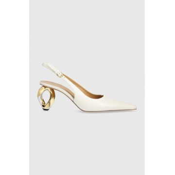 JW Anderson pantofi de piele Chain Heel culoarea bej, cu toc drept, cu toc deschis, ANW42055A