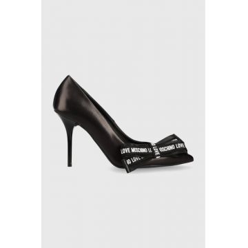 Love Moschino tocuri din piele intoarsa culoarea negru, JA10169G1HIE0000