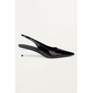 Pantofi slingback de piele ecologica lacuita