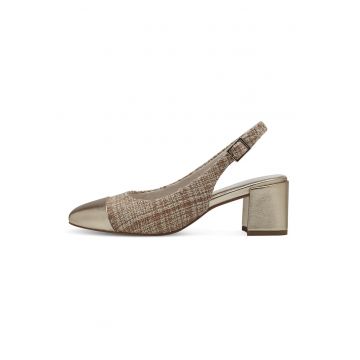 Pantofi slingback de piele ecologica si tuid