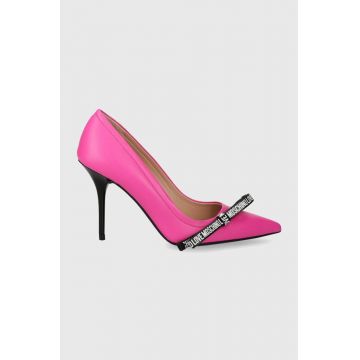 Love Moschino stilettos de piele culoarea roz JA10379G0IIE0604