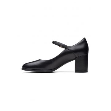 Pantofi Mary Jane de piele cu toc masiv