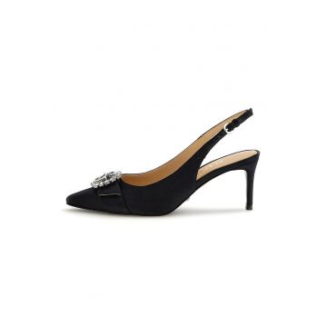 Pantofi slingback cu aplicatie logo