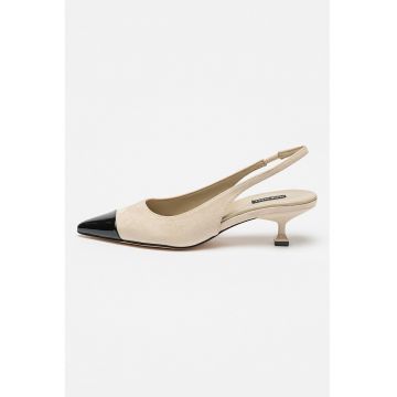 Pantofi slingback cu varf ascutit si toc kitten Work It