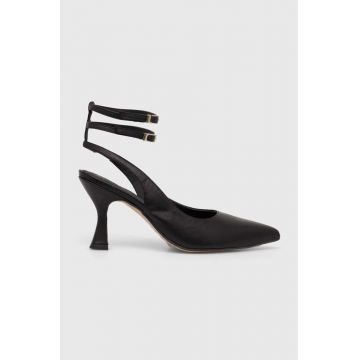 Alohas stilettos de piele Louise culoarea negru, S00528.25