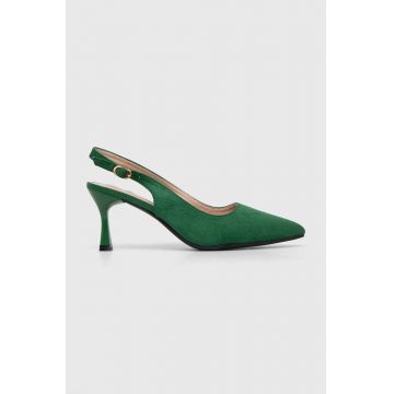 Answear Lab pantofi cu toc culoarea verde