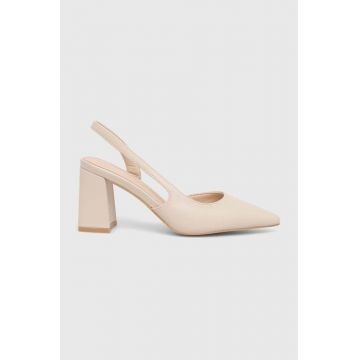 Answear Lab pumps culoarea bej, cu toc drept, cu toc deschis