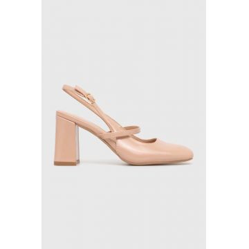Answear Lab pumps culoarea bej, cu toc drept, cu toc deschis