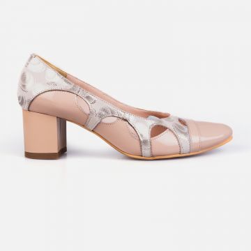 Pantofi eleganti dama din piele naturala - 182 Nude lac