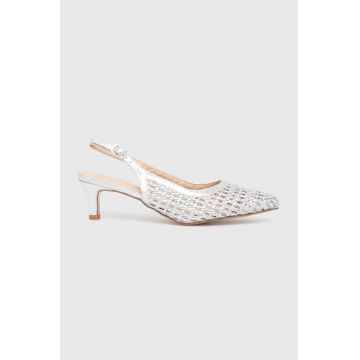 Answear Lab pantofi cu toc culoarea argintiu