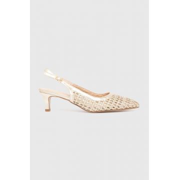 Answear Lab pantofi cu toc culoarea auriu