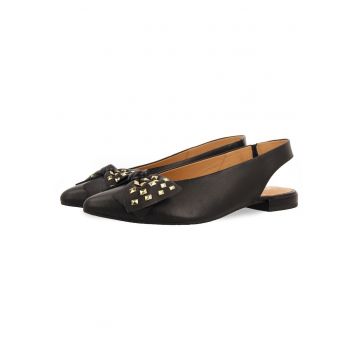 Balerini de piele slingback cu varf ascutit