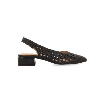 Pantofi slingback de piele cu perforatii