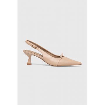 Answear Lab pantofi cu toc culoarea bej