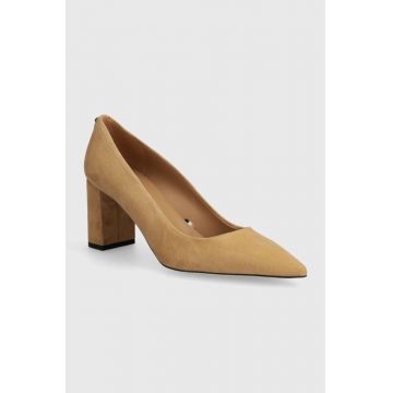 BOSS tocuri din piele intoarsa Janet culoarea bej, cu toc drept, 50512898