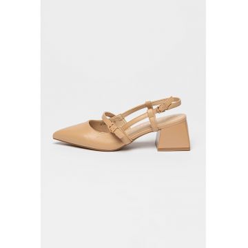 Pantofi de piele ecologica cu curele cu catarama