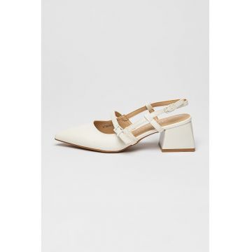 Pantofi de piele ecologica cu curele cu catarama