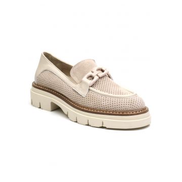 Pantofi dama D12 365 bej nubuk - - Bej