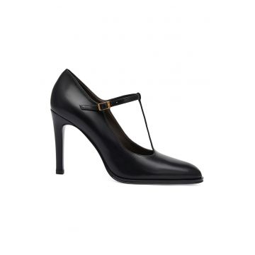 Pantofi de piele cu bareta in T