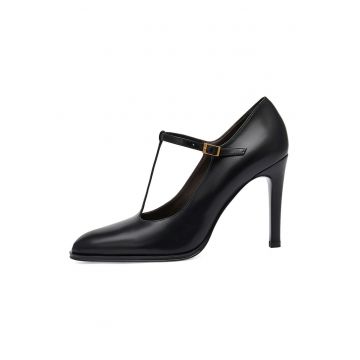 Pantofi de piele cu bareta in T