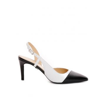 Pantofi dama  model 1326 nappa negru nappa alb