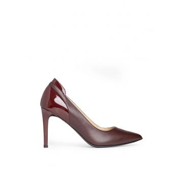 Pantofi dama  model 1512 piele nappa bordo lac bordo