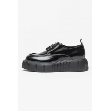 Pantofi flatform de piele - Negru