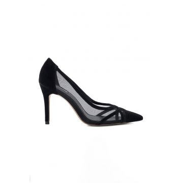 Pantofi stiletto cu insertii din plasa Bridged - Negru