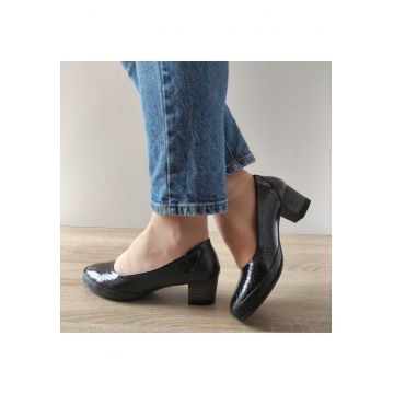 Pantofi Casual Dama  006-100 Negri + Croco - Black