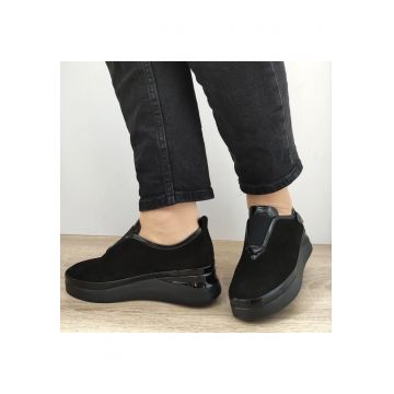 Pantofi Casual Dama  061 K001 Negri Velur - Black