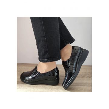 Pantofi Casual Dama  10024 Negri Croco - Black