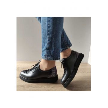 Pantofi Casual Dama  106 Negri + Croco - Black