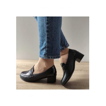 Pantofi Casual Dama  125009 Negri + Croco - Black