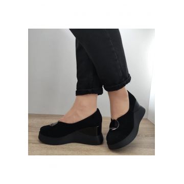 Pantofi Casual Dama  1444-2 Negri Velur - Black