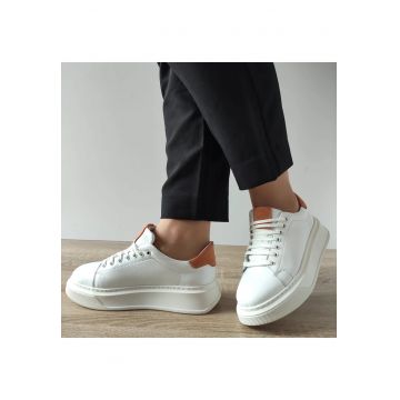 Pantofi Casual Dama  3602-2 Albi + Roz - Alb + Roz