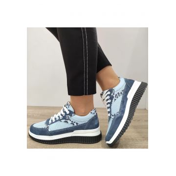 Pantofi Casual Dama  Bleu Velur