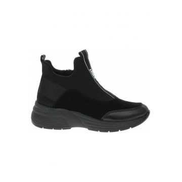 Pantofi casual dama -  Piele/Textil - Negru