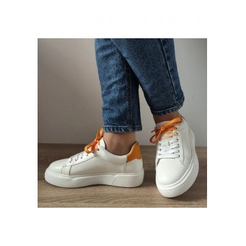 Pantofi Casual Dama  Rb2235-10 Albi Cu Galben - Alb + Galben