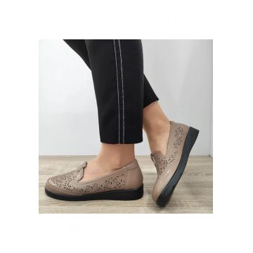 Pantofi Casual Perforati Dama  33196Wtp Apricot - Apricot
