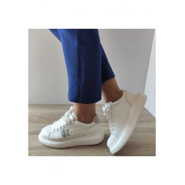 Pantofi Dama  2A515 Alb + Gri - White